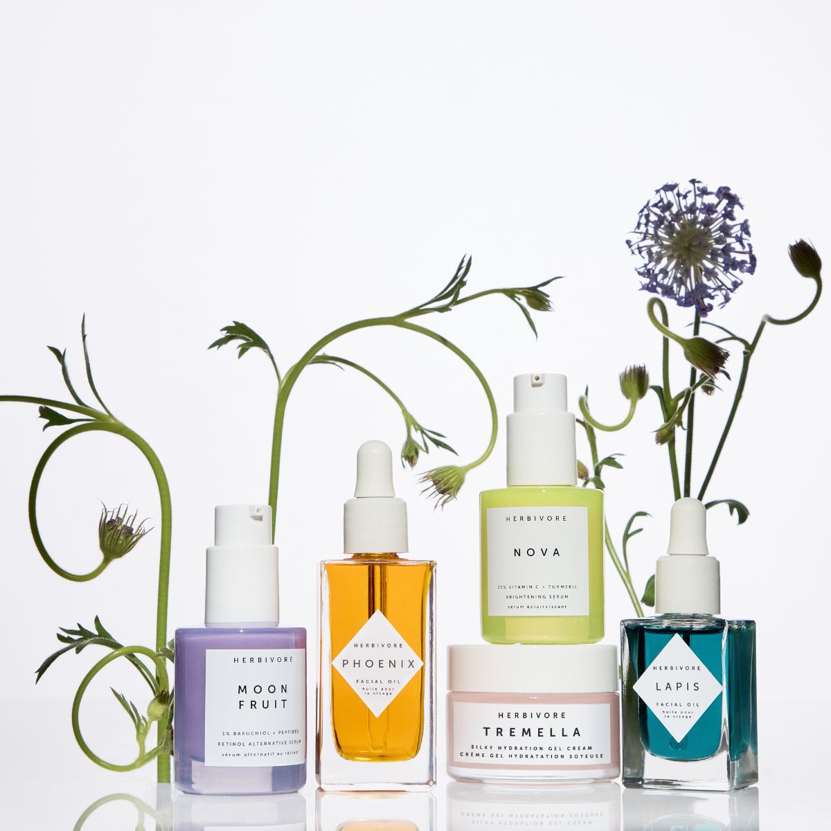 Halfoprah skincare products with botanical elements